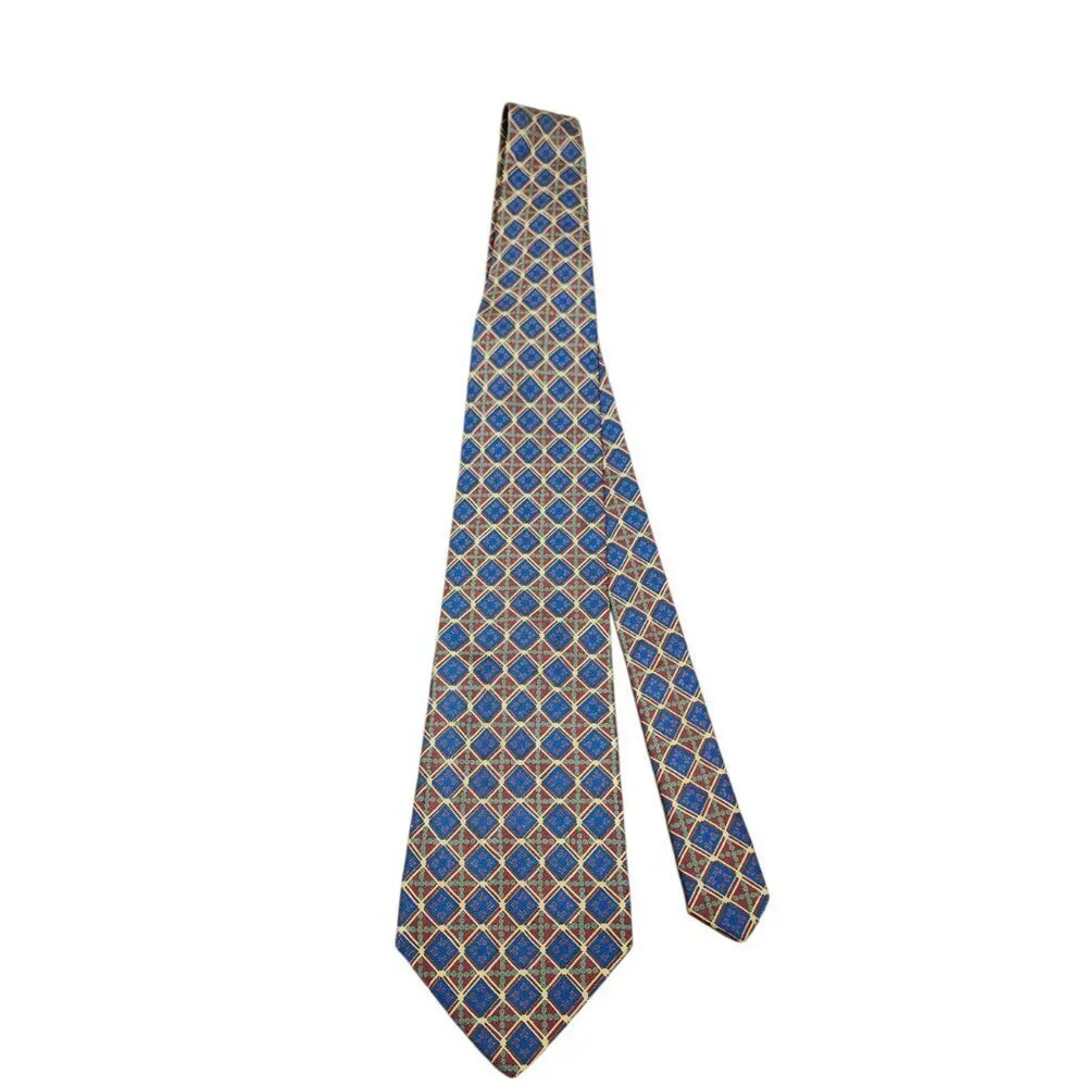Paul Stuart New York Silk Tie Imported from England Geometric Diamond Pattern